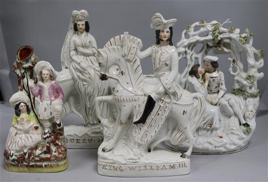 Four Staffordshire William and Mary groups and a Bower group
